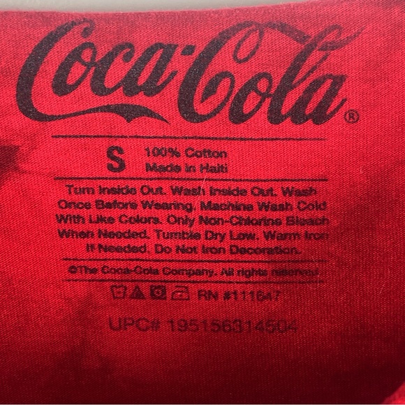 Coca-Cola Small Cropped 100% Cotton Distressed Crew Neck Tie Dye T-Shirt - Picture 8 of 8
